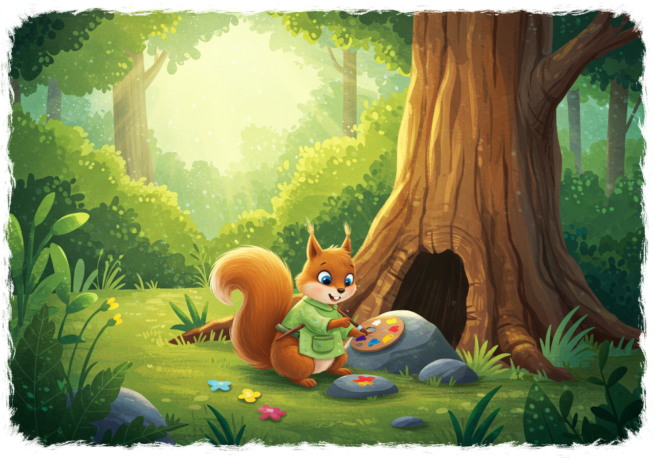 איור עמוד 1 - ריקי הסנאי והצבעים הנוצצים